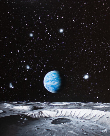 제목이 "Sol Lunaire 01"인 미술작품 Pascal Genevois로, 원작, 아크릴 나무 들것 프레임에 장착됨