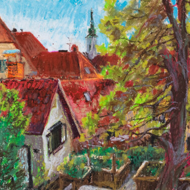 제목이 "Roofs of Graz"인 미술작품 Sergey Sovkov로, 원작, 파스텔