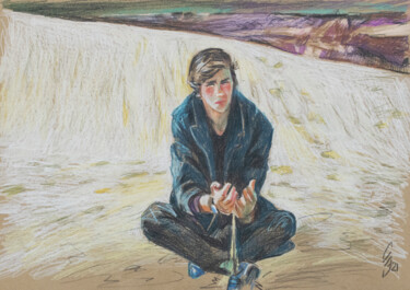 「Guy in the dunes」というタイトルの描画 Sergey Sovkovによって, オリジナルのアートワーク, コンテ