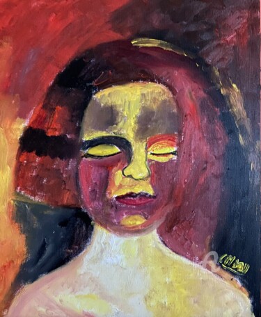 Peinture intitulée ""De feu et de flamm…" par Claire Marie Gay, Œuvre d'art originale, Huile Monté sur Panneau de bois
