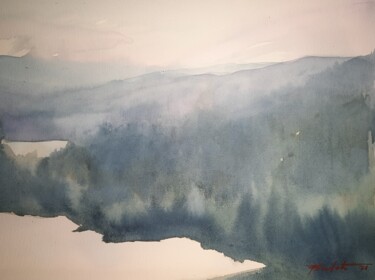 Schilderij getiteld "Gerês" door Francisco Cadete, Origineel Kunstwerk, Aquarel