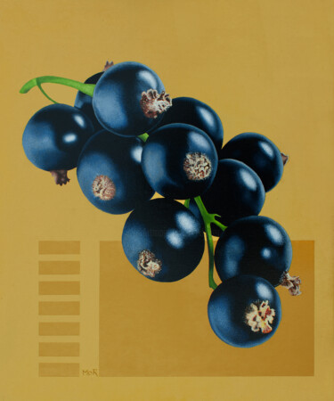 绘画 标题为“Blackcurrants” 由Dietrich Moravec, 原创艺术品, 丙烯 安装在木板上