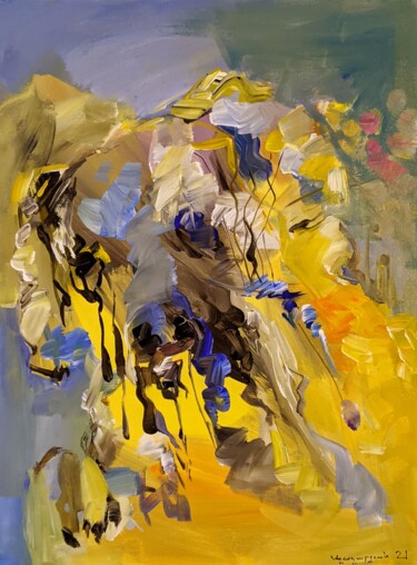 yellow, old dog Schilderij getiteld "yellow, old dog" door Armen Ghazayran (Nem), Origineel Kunstwerk, Acryl