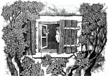 제목이 "Besuch"인 그림 Picturewall로, 원작, 잉크