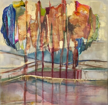 Painting titled "Arbres en automne" by Marie-Laure D'Orso, Original Artwork, Acrylic Mounted on Wood Stretcher frame