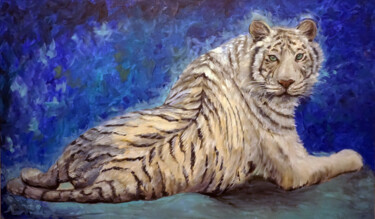 Картина под названием "Big Cat Dream" - Alina Sunny, Подлинное произведение искусства, Масло