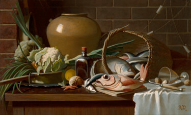 Peinture intitulée "Dutch style still l…" par Andrey Pingachev, Œuvre d'art originale, Huile Monté sur Châssis en bois