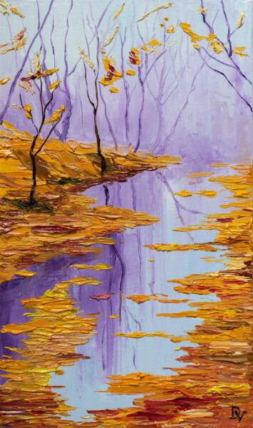 제목이 "Autumn fog"인 미술작품 Vladyslav Durniev로, 원작, 기름 나무 들것 프레임에 장착됨