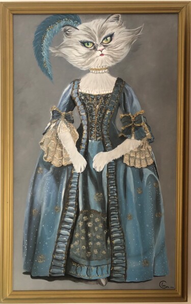 Pintura intitulada "La Gata aristócrata…" por Marta Alabau Calabuig, Obras de arte originais, Óleo
