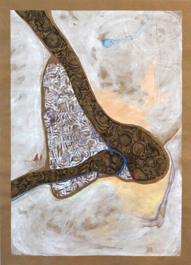THE BONE - Abstract art on paper (100/70) 제목이 "THE BONE - Abstract…"인 그림 Alek Tretiak로, 원작, 숯