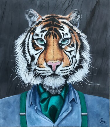 Painting titled "El Salto del Tigre" by Marta Alabau Calabuig, Original Artwork, Oil