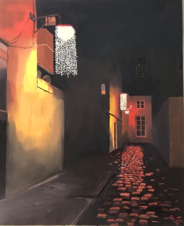 Painting titled "Nuit mystique" by Sophie Cousineau, Original Artwork, Oil