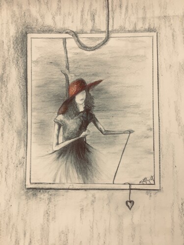 Dessin intitulée "La gauchère au chap…" par Serge Mathiot, Œuvre d'art originale, Crayon