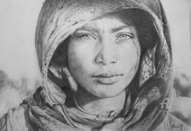 Dessin intitulée "Regards" par Aveiro R., Œuvre d'art originale, Graphite