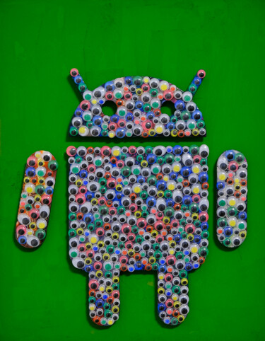 雕塑 标题为“Google Android - Mi…” 由Leonard Radu Chioveanu, 原创艺术品, 铝 安装在木板上