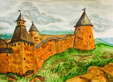 Painting titled "Solovetskiy monaste…" by Irina Afonskaya, Original Artwork, Watercolor