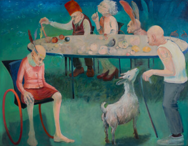 Painting titled "Orphanage" by Nancee Clark, Original Artwork, Oil