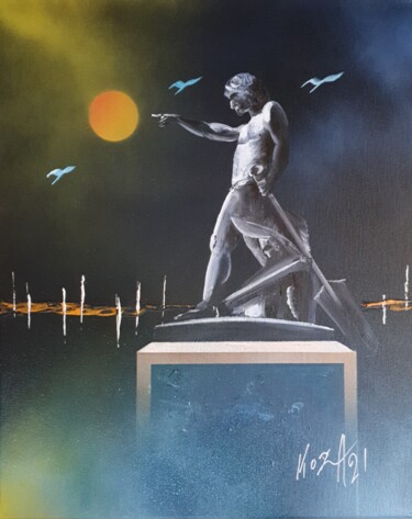 Painting titled "Cuverville" by Pascal Koza, Original Artwork, Acrylic Mounted on Wood Stretcher frame