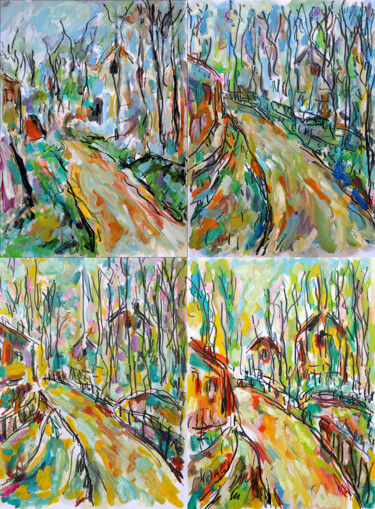 Peinture intitulée "Variations chemin h…" par Jean Mirre, Œuvre d'art originale, Huile
