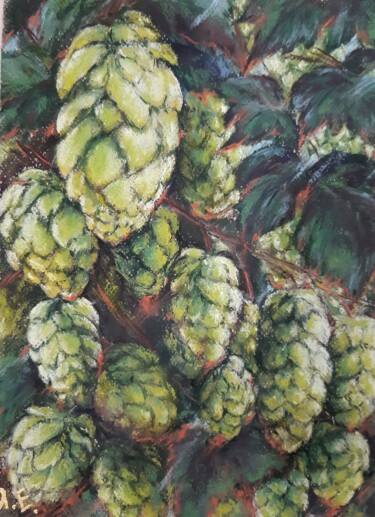 " HOUBLON SAUVAGE "/"Wild Hops", pastel grawing 图画 标题为“" HOUBLON SAUVAGE "…” 由Yana Yeremenko, 原创艺术品, 粉彩