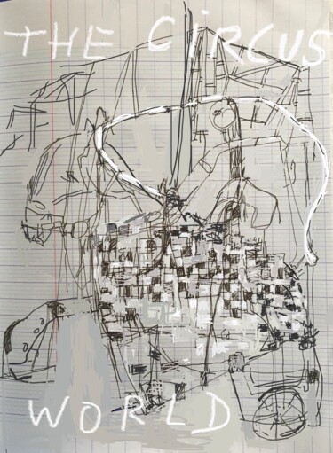 Dessin intitulée "Le monde cirque" par Olga Richir, Œuvre d'art originale, Stylo à bille