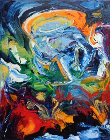 Peinture intitulée "Mère Cosmique" par Isabelle Ilic, Œuvre d'art originale, Huile