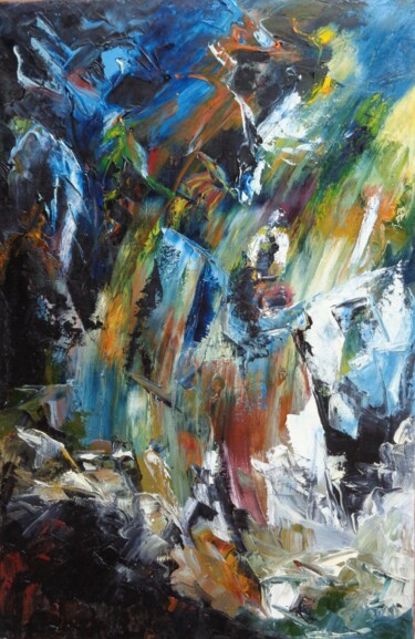 Peinture intitulée "Cascade méditative" par Isabelle Ilic, Œuvre d'art originale, Huile
