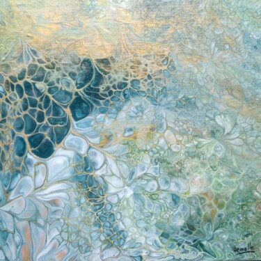 Peinture intitulée "Cellules vertes" par Armelle Cailly, Œuvre d'art originale, Acrylique Monté sur Carton