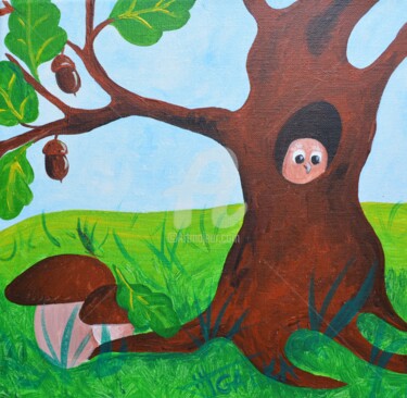 Painting titled "qui es la? (22)" by Galka, Original Artwork, Acrylic Mounted on Wood Stretcher frame