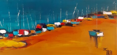 Bateaux de nuit Peinture intitulée "Bateaux de nuit" par Daniel Giacchi, Œuvre d'art originale, Huile