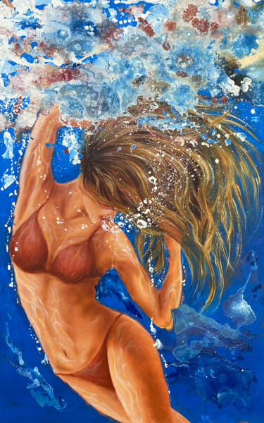 Red Sea Peinture intitulée "Red Sea" par Uliana Titova, Œuvre d'art originale, Huile Monté sur Châssis en bois