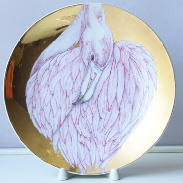 제목이 "Flamingo (goold)"인 조형물 Oxana Kondratenko로, 원작, 도예