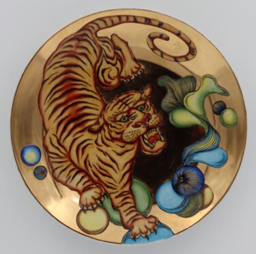 雕塑 标题为“Tiger (yellow)” 由Oxana Kondratenko, 原创艺术品, 陶瓷