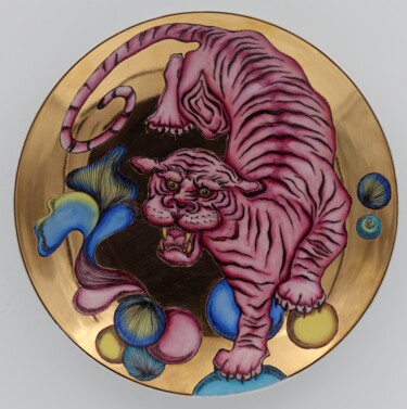 雕塑 标题为“Tiger (pink)” 由Oxana Kondratenko, 原创艺术品, 陶瓷