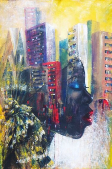 Portrait Of A City Girl I Peinture intitulée "Portrait Of A City…" par Mbongeni, Œuvre d'art originale, Huile