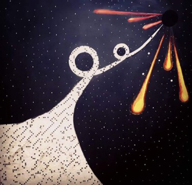 「White & Black Hole」というタイトルの絵画 Simone Martinaによって, オリジナルのアートワーク, コラージュ
