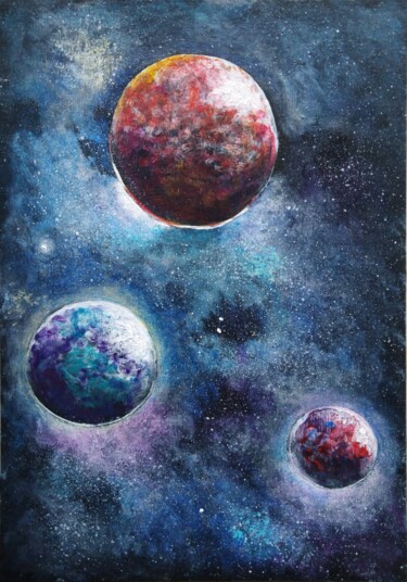 Space stories # 1 - Meeting of the Planets Painting titled "Space stories # 1 -…" by Liubov Samoilova, Original Artwork, Acrylic