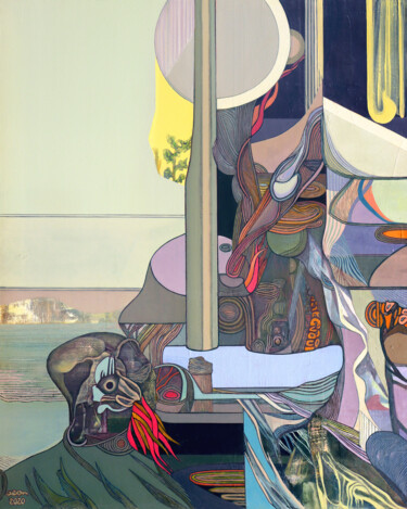 Painting titled "Enigmatic Incarnati…" by Aeon, Original Artwork, Oil Mounted on Wood Stretcher frame