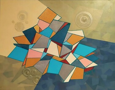 ABSTRACTION GEOMETRIQUE 绘画 标题为“ABSTRACTION GEOMETR…” 由Monique Rouquier (Jaine M), 原创艺术品, 丙烯 安装在木质担架架上