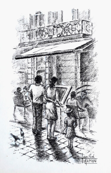 A chacun son menu... Painting titled "A chacun son menu..." by Jean-Paul Ramon, Original Artwork, Ink