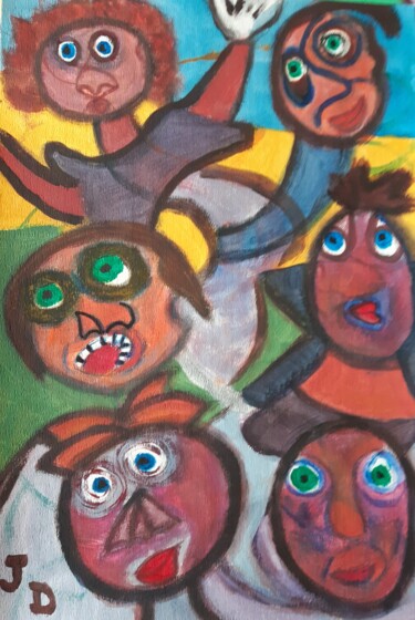 Peinture intitulée "Les Manifestants" par Jacques Desvaux (JD), Œuvre d'art originale, Acrylique