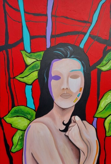 Painting titled "Une femme inconnue" by Sophie Ackermann, Original Artwork, Acrylic