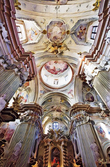 Nave - Church - Baroque - 3D Effect - Relief Digital Arts titled "Nave - Church - Bar…" by Armajay, Original Artwork, Digital Painting