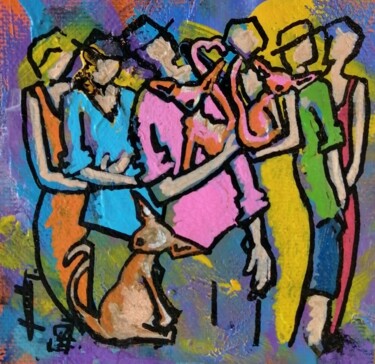 Peinture intitulée "Couples chats" par Isabelle Moutte, Œuvre d'art originale, Acrylique Monté sur Verre