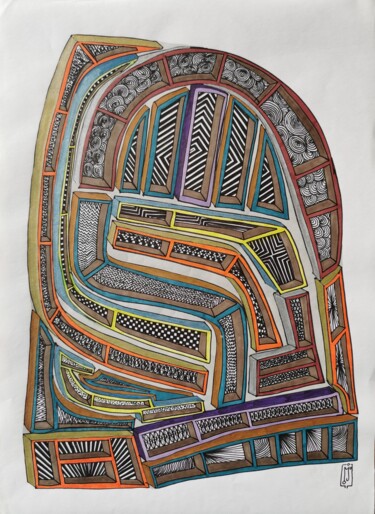 Drawing titled "LABYRINTHE" by Do.M.Ju, Original Artwork, Marker