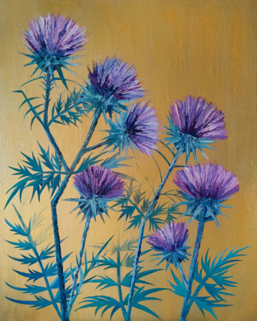 绘画 标题为“Thistle” 由Ekaterina Khovanskaya, 原创艺术品, 油
