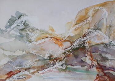 Pintura intitulada "mulher nadando" por Renato Cardoso, Obras de arte originais, Aquarela