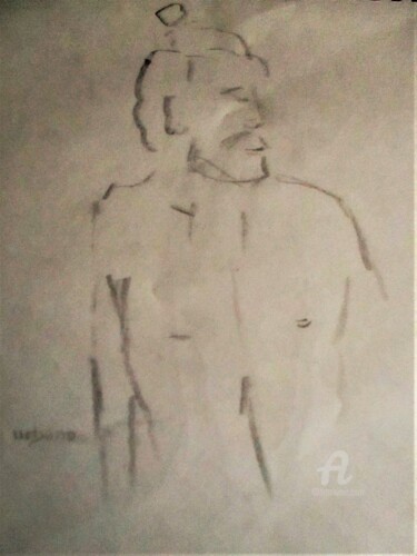 Drawing titled "Buste de Gabriel." by Roberto Urbano, Original Artwork, Charcoal