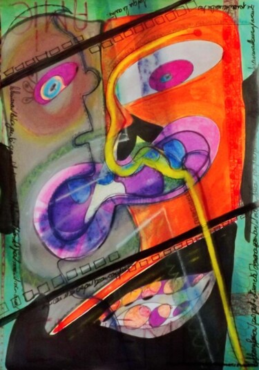 Peinture intitulée "Ennemi ami" par Catb, Œuvre d'art originale, Acrylique