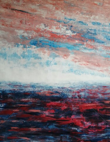 Peinture intitulée "Aube en méditerranée" par Claire-Marie Magen, Œuvre d'art originale, Acrylique Monté sur Châssis en bois